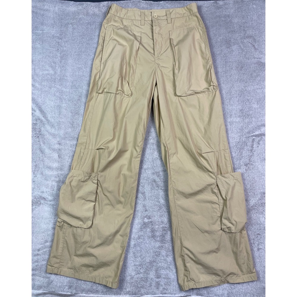 H&M Divided Women's Wide Leg Cargo Pants Size 6 Beige Tan Utility Streetwear Y2K